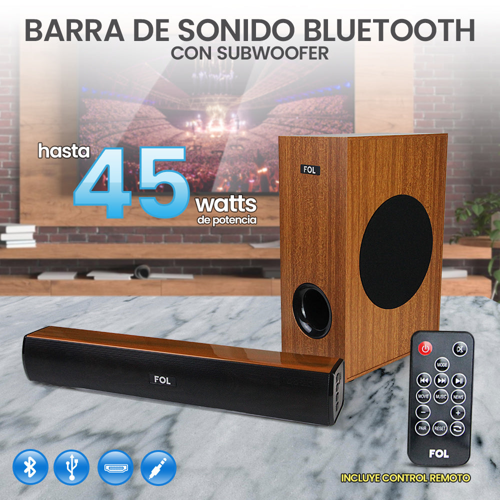 Barra de Sonido Bluetooth 45 watts HDMI FOL FS-M252 - Imagen 3