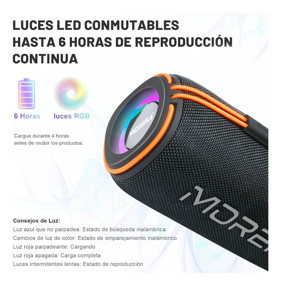 Bocina Bluetooth Moreka 368 20W IPX6, Radio FM, USB, Micro SD - Imagen 5