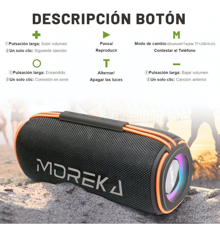 Bocina Bluetooth Moreka 368 20W IPX6, Radio FM, USB, Micro SD - Imagen 6