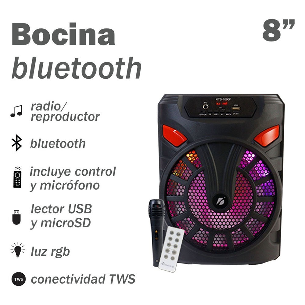 Bocina KTS 1090F, Bluetooth, TF Card, Radio FM, USB MIC. - Imagen 3