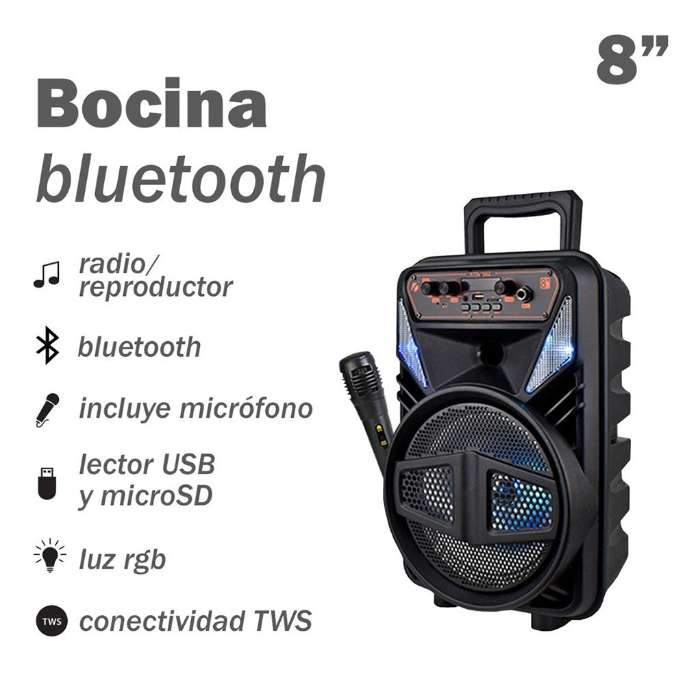 Bocina KTS 1562, Bluetooth, TF Card, Radio FM, USB MIC. - Imagen 2
