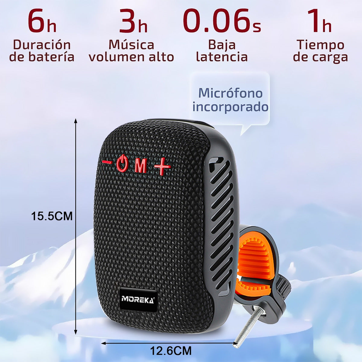 Bocina Moto Bluetooth MOREKA-405 TF Card Radio FM Resistente al agua 8w - Imagen 4