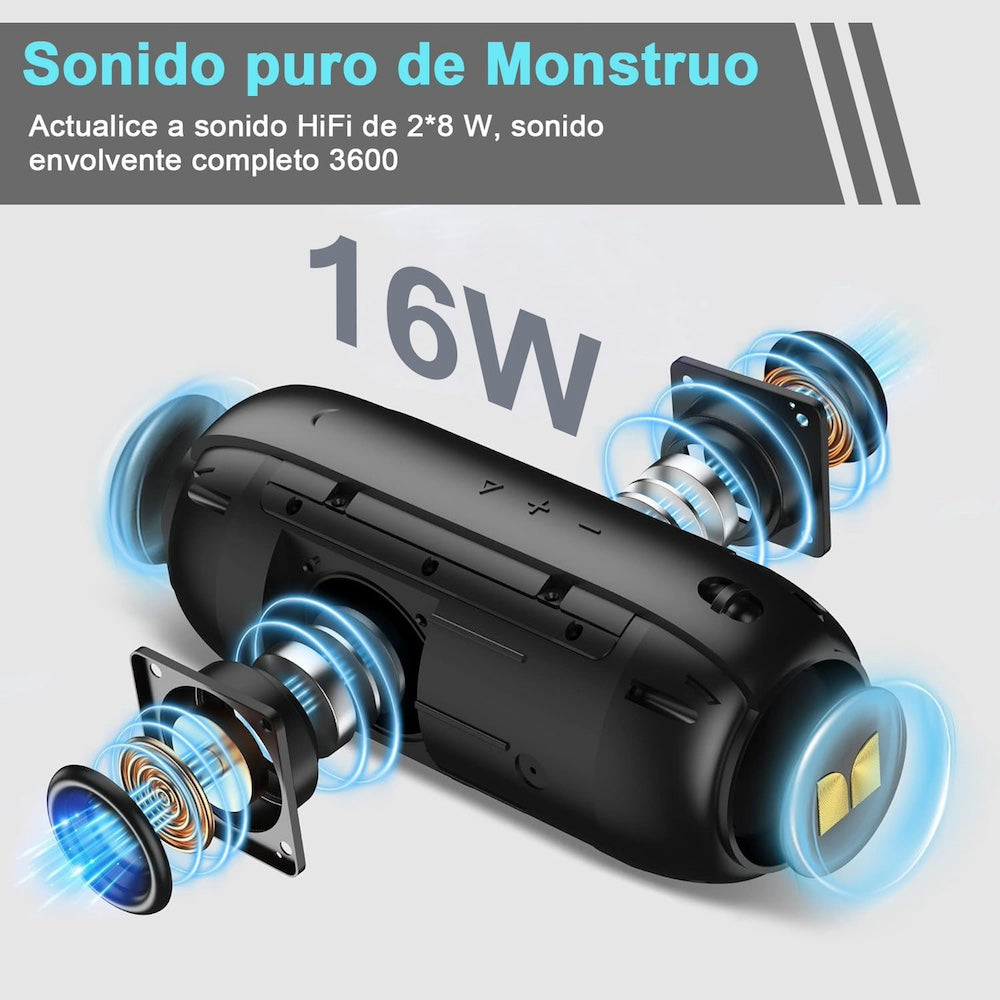 Bocina Moreka 397 16W, Bluetooth, TF Card, Radio FM, USB Contra Agua IPX6 - Imagen 5