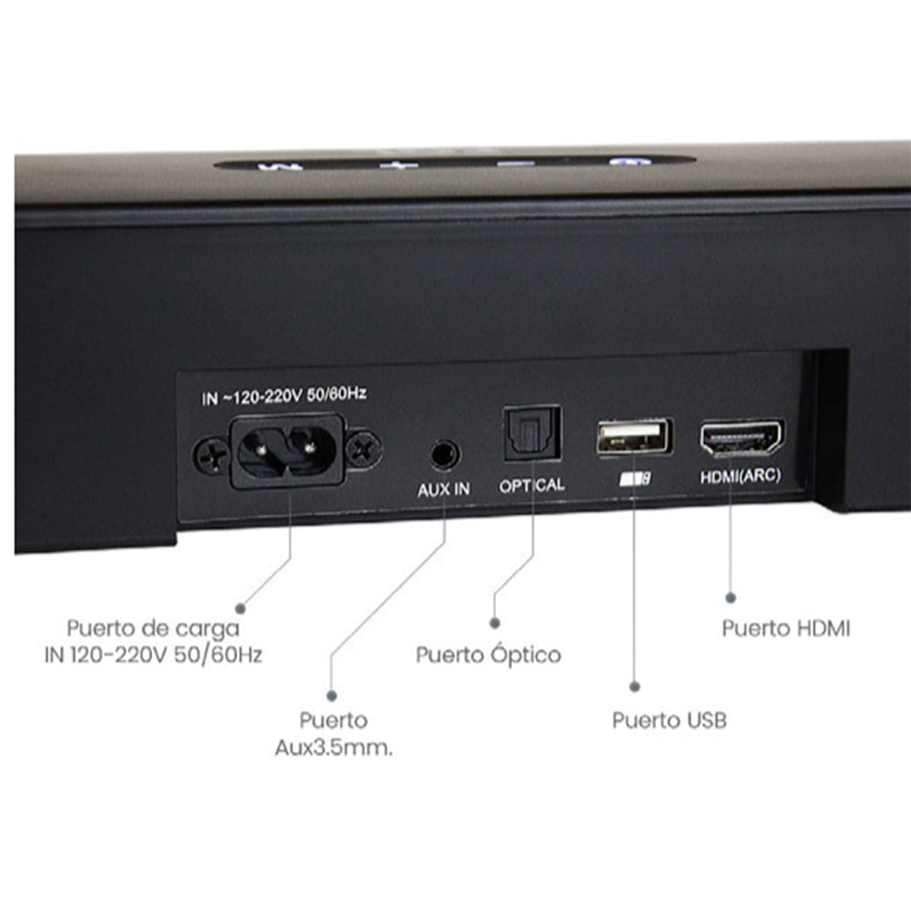 Barra de Sonido Bluetooth 70 watts 14.8V 2600mAh Puerto Óptico HDMI FOL FS-M238 - Imagen 5