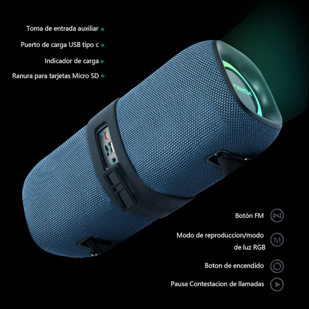 Bocina Bluetooth Moreka 385 Radio FM Resistente al agua 20W - Imagen 5