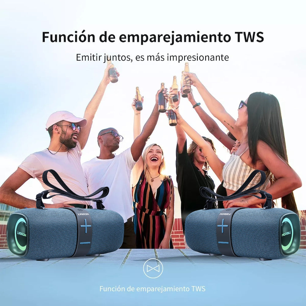 Bocina Bluetooth Moreka 385 Radio FM Resistente al agua 20W - Imagen 7