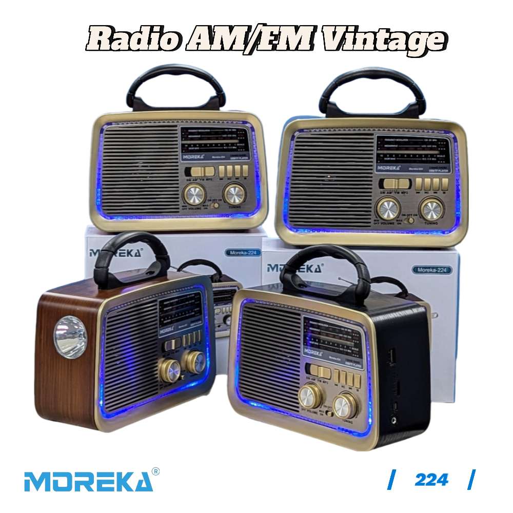 Bocina Radio FM - AM Moreka 224, Bluetooth, TF Card, Lampara, USB - Imagen 2