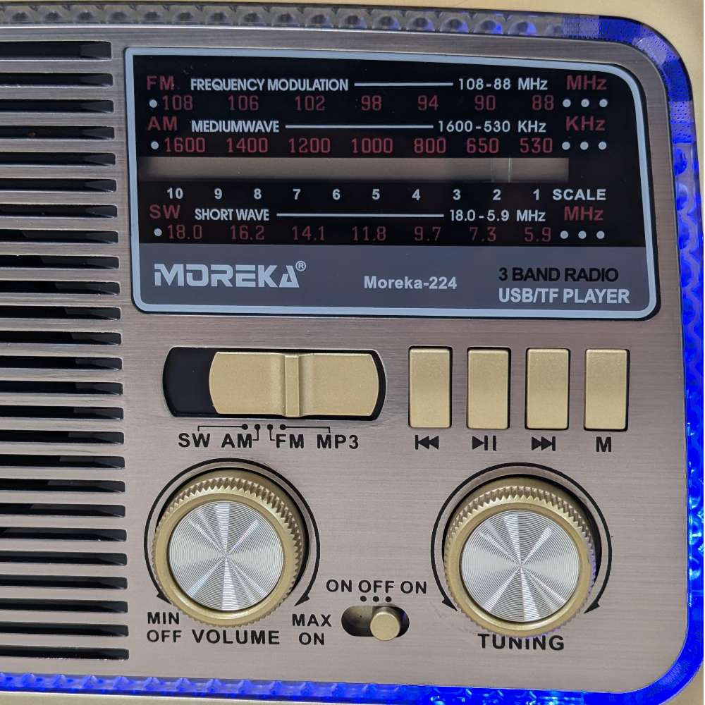 Bocina Radio FM - AM Moreka 224, Bluetooth, TF Card, Lampara, USB - Imagen 4