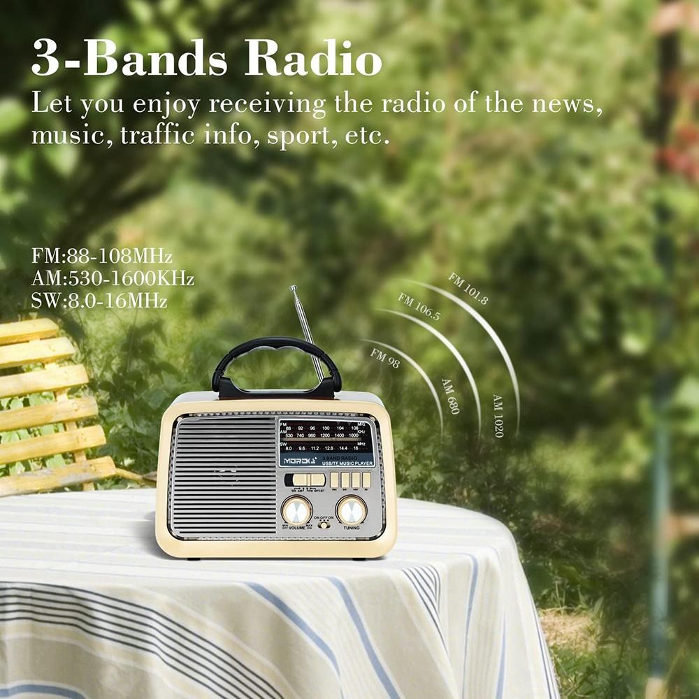 Bocina Radio FM - AM Moreka 224, Bluetooth, TF Card, Lampara, USB - Imagen 6