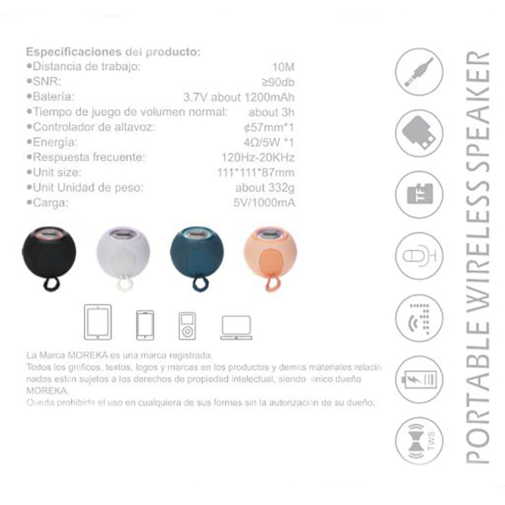 Bocina Moreka M-337, Bluetooth, TF Card, Radio FM, USB - Imagen 16