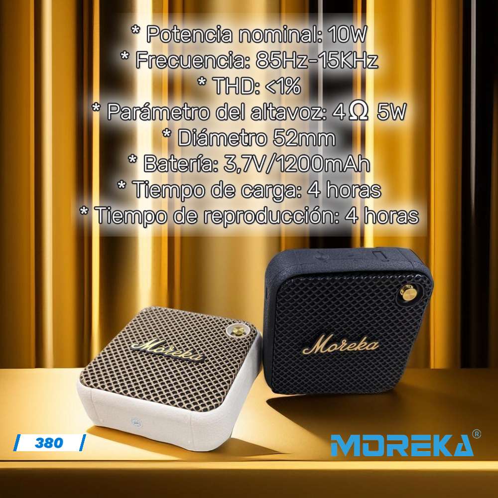Bocina Moreka 380 10W, Bluetooth, TF Card, Radio FM, USB Contra Agua IPX4 - Imagen 3