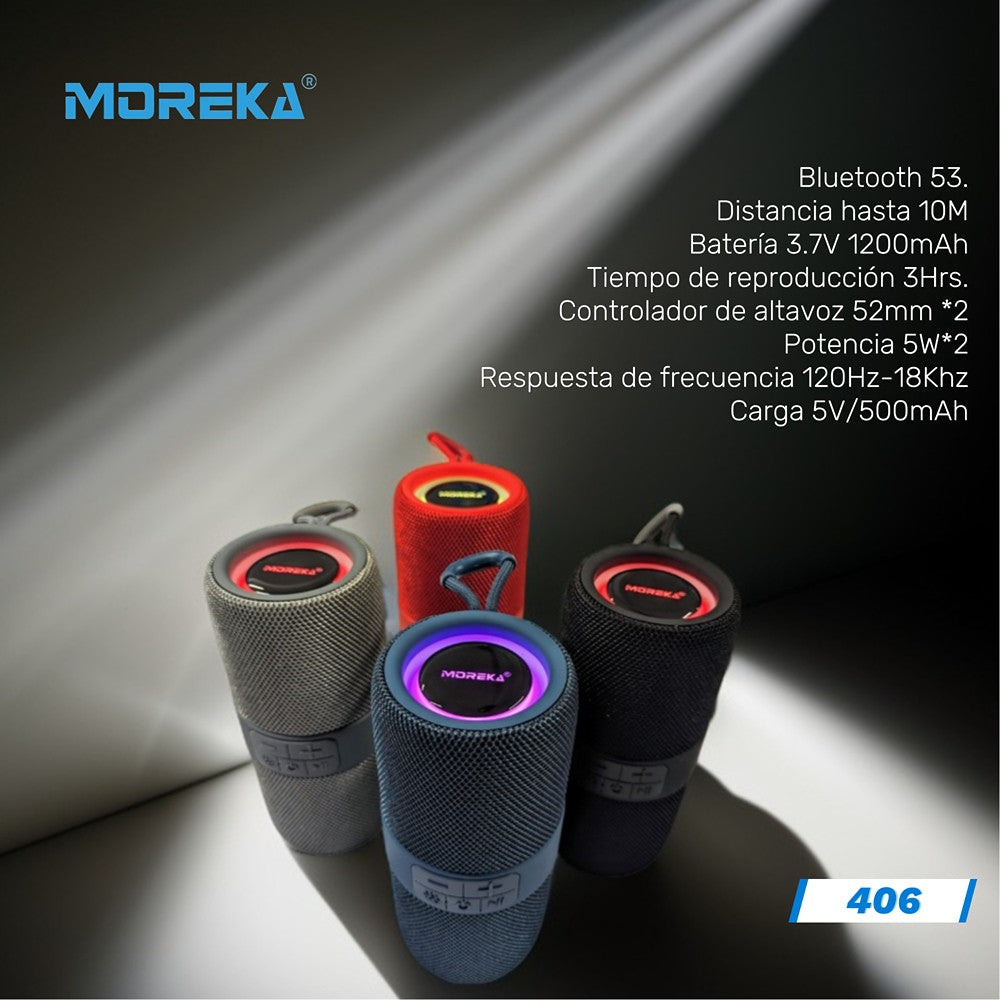 Bocina Moreka 406 RGB, Bluetooth, TF Card, Radio FM, USB - Imagen 3
