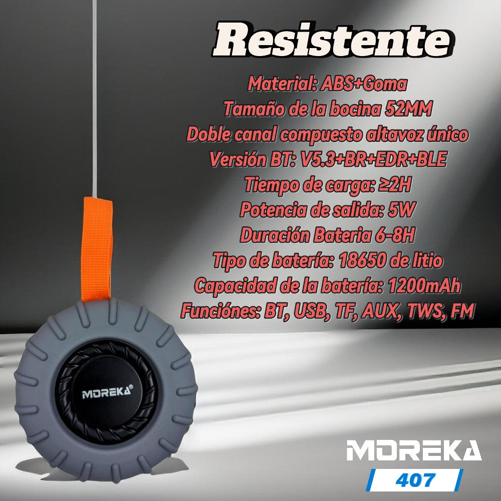 Bocina Moreka 407 5W, Bluetooth, TF Card, Radio FM, USB Contra Agua IPX6 - Imagen 6