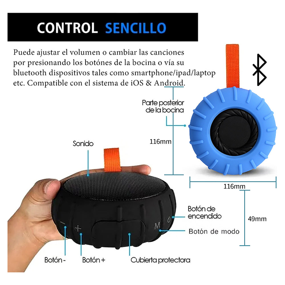 Bocina Moreka 407 5W, Bluetooth, TF Card, Radio FM, USB Contra Agua IPX6 - Imagen 7