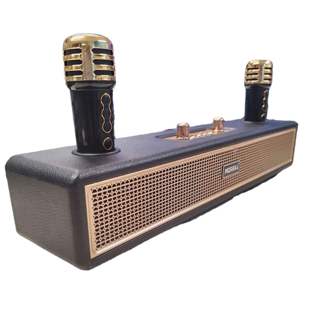 Bocina Karaoke Bluetooth FM dual microfonos retro Moreka 382 - Imagen 1