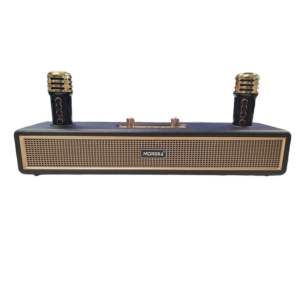 Bocina Karaoke Bluetooth FM dual microfonos retro Moreka 382 - Imagen 2