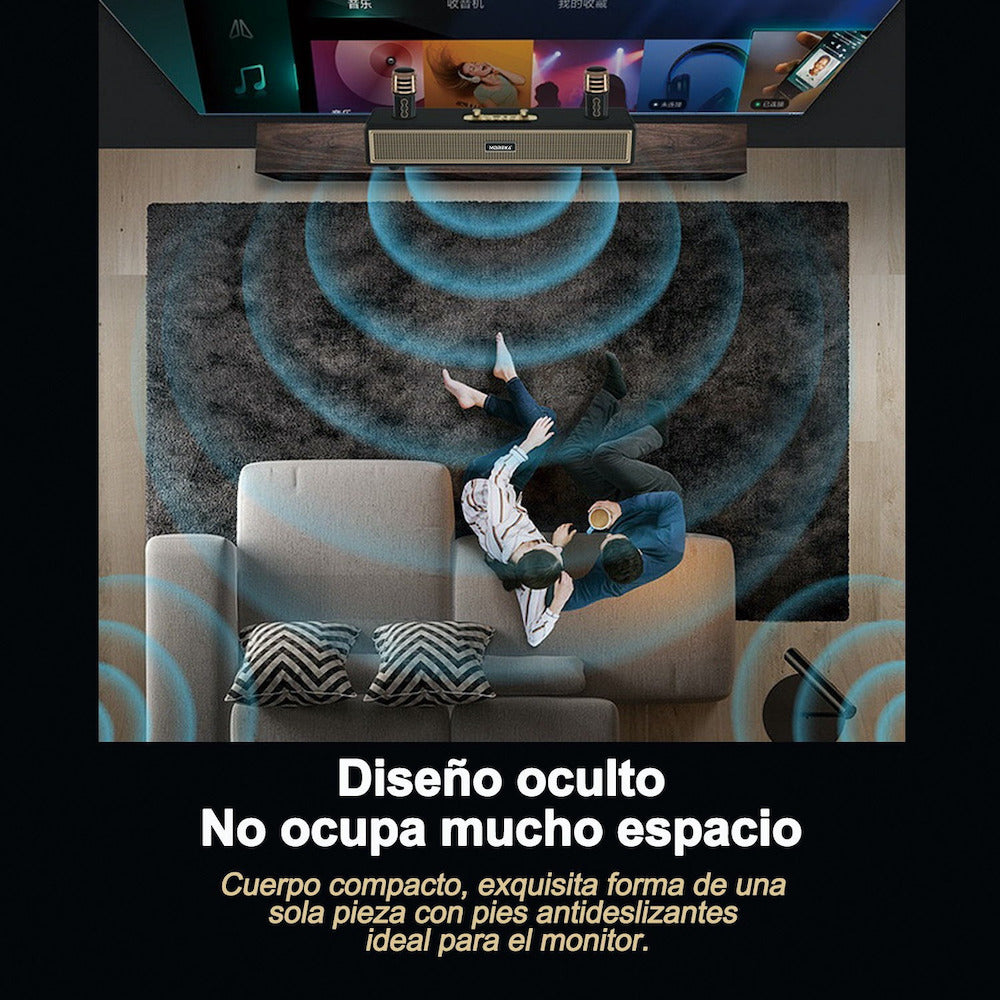 Bocina Karaoke Bluetooth FM dual microfonos retro Moreka 382 - Imagen 5