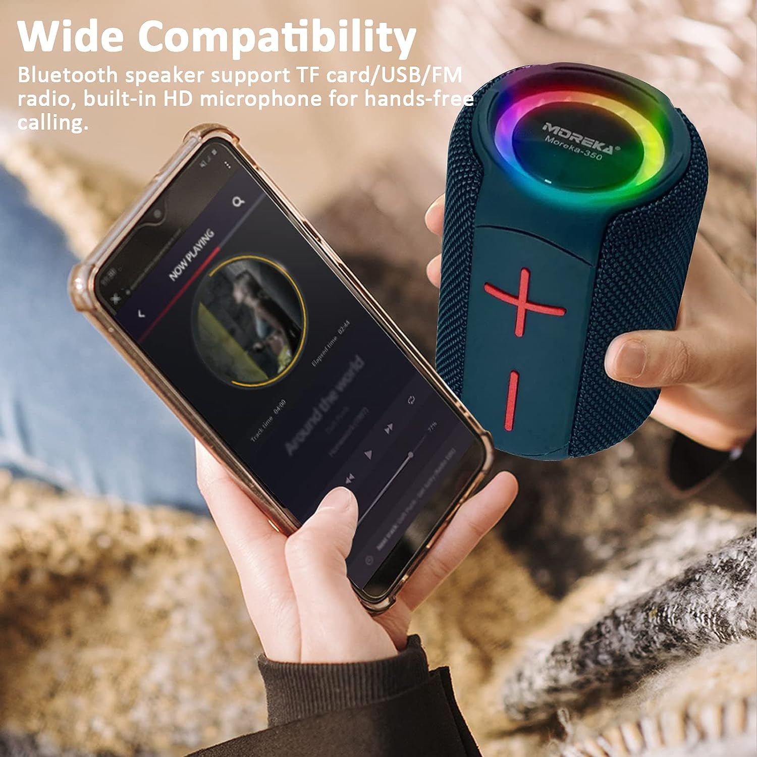 Bocina Bluetooth Moreka 350 TF Card Radio FM Resistente al agua - Imagen 9
