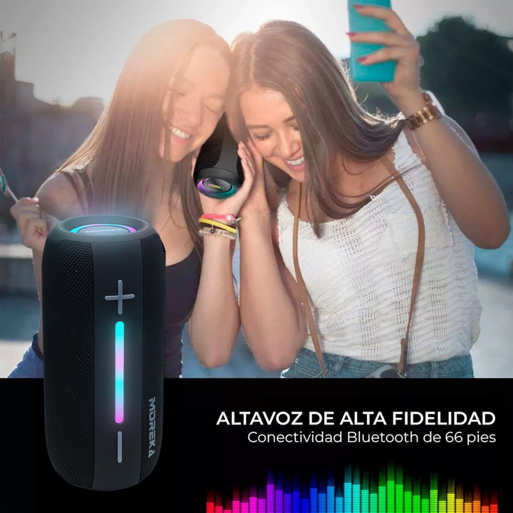 Bocina Bluetooth Moreka 373 Resistente al agua IPX6, Radio FM, USB, Micro SD - Imagen 6