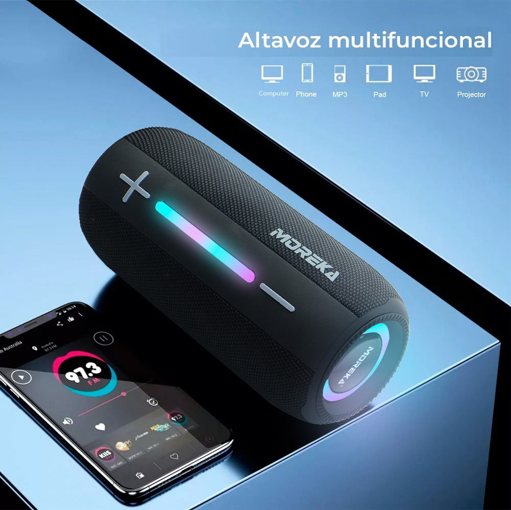 Bocina Bluetooth Moreka 373 Resistente al agua IPX6, Radio FM, USB, Micro SD - Imagen 8