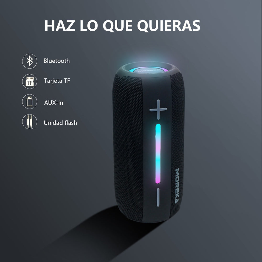 Bocina Bluetooth Moreka 373 Resistente al agua IPX6, Radio FM, USB, Micro SD - Imagen 9