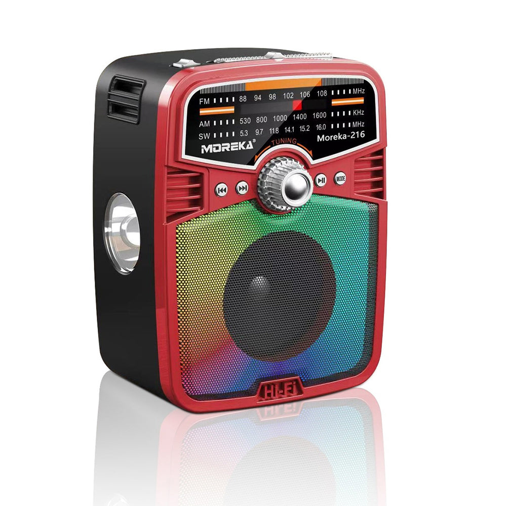 Bocina Radio FM - AM Moreka 216, Bluetooth, TF Card, Lampara, USB - Imagen 1