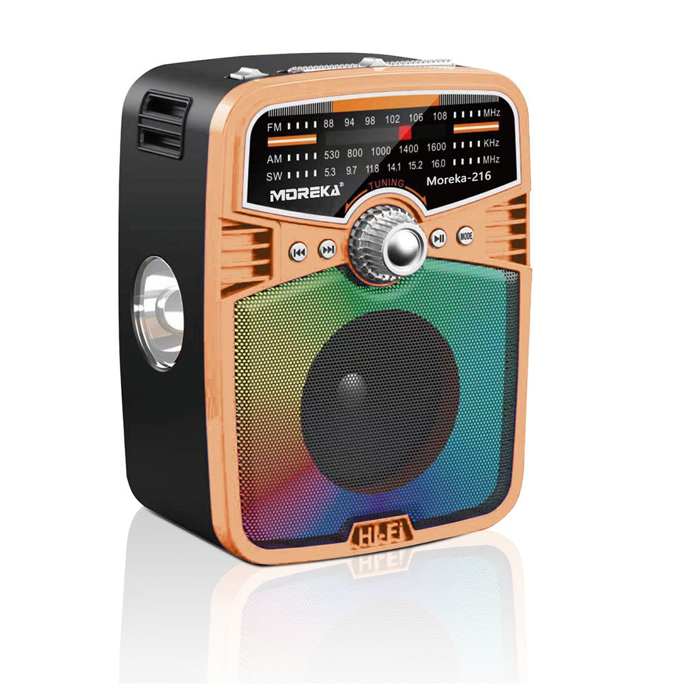 Bocina Radio FM - AM Moreka 216, Bluetooth, TF Card, Lampara, USB - Imagen 10