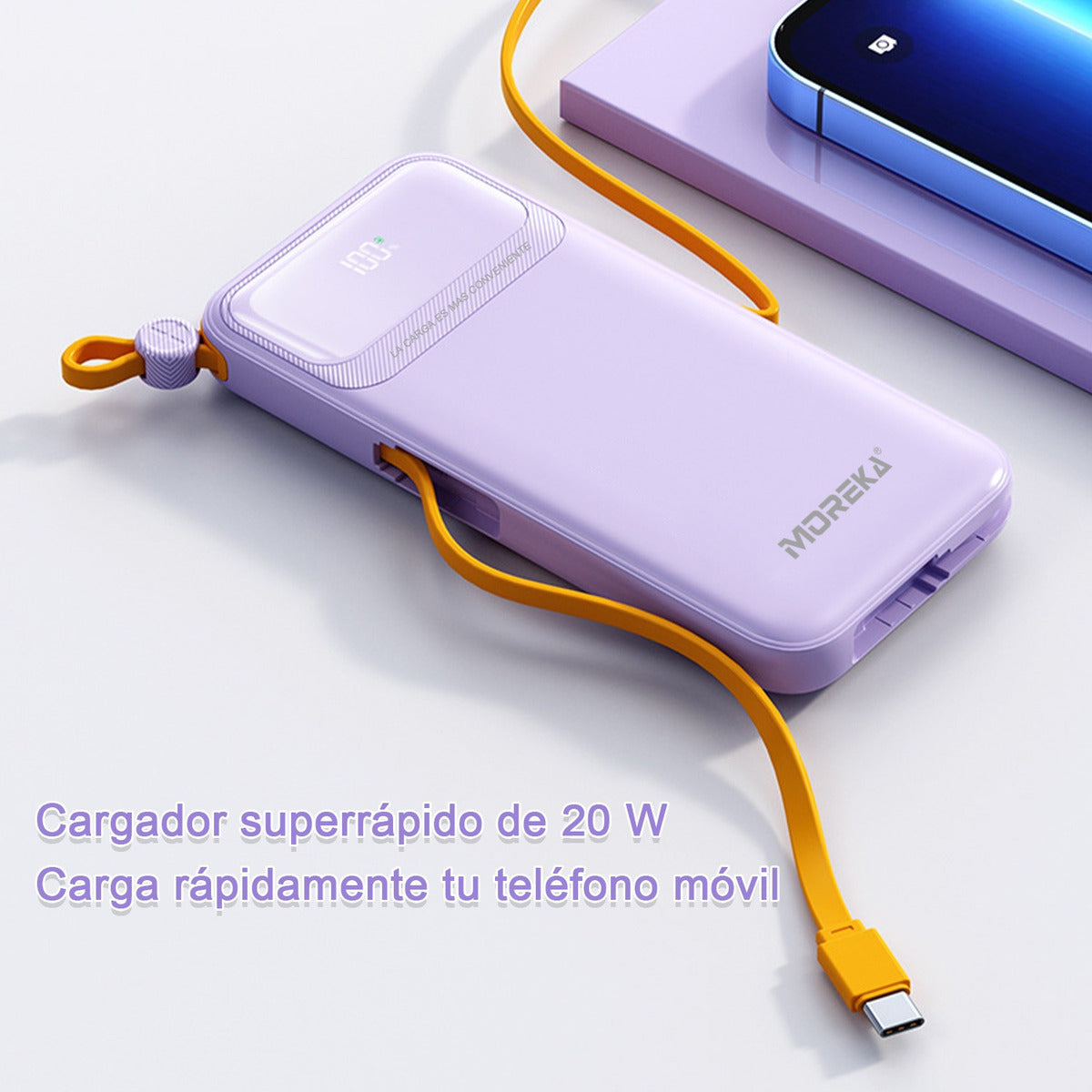 Power Bank Moreka K064 1000 mAh 37W 2 entredas 2 salidas - Imagen 2