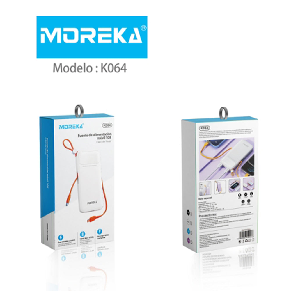 Power Bank Moreka K064 1000 mAh 37W 2 entredas 2 salidas - Imagen 12