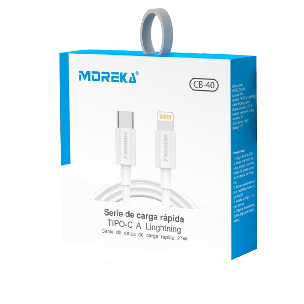 Cable Moreka Tipo C a Lightning CB-40 27W carga rápida 1M - Imagen 8