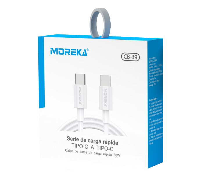 Cable Moreka Tipo C a C CB-39 60W carga rápida 1M - Imagen 8