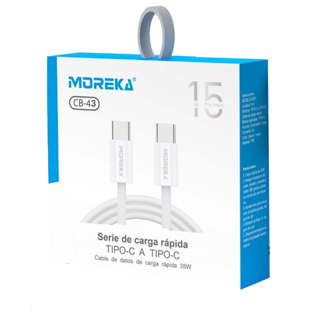 Cable Moreka Tipo C a C CB-43 45W carga rápida 2M - Imagen 8