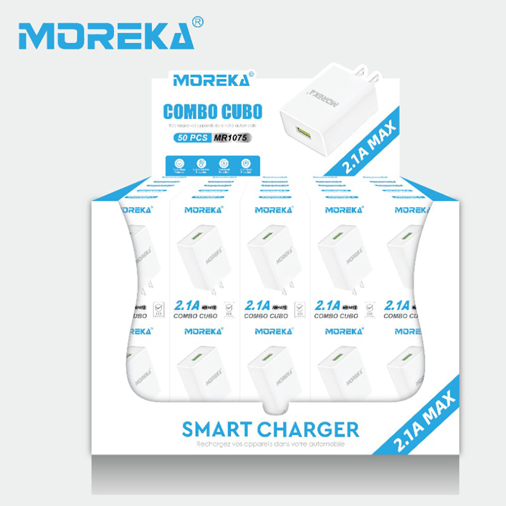 Cargador Moreka MR1275 2.1A, Cubo 10W Carga Rapida - Imagen 8