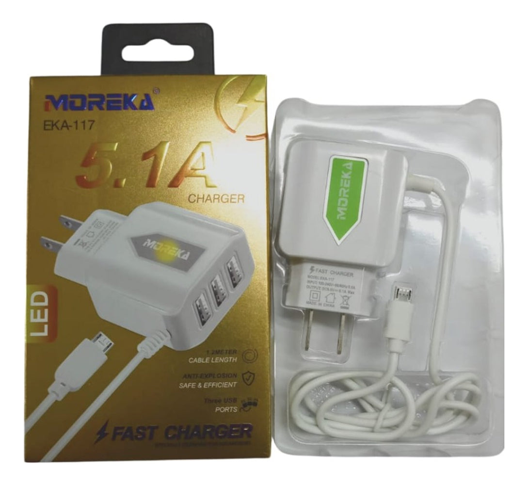 Cargador Moreka EKA 117 Cable Tipo V8 - Imagen 3