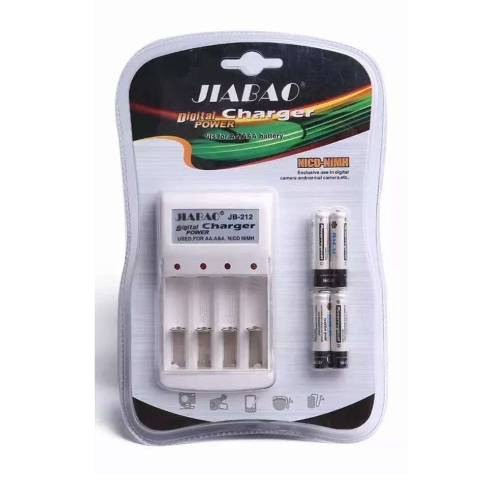 Cargador De Pilas Baterías Recargables Aa / Aaa +4 Pilas AAA JB212 - Imagen 1