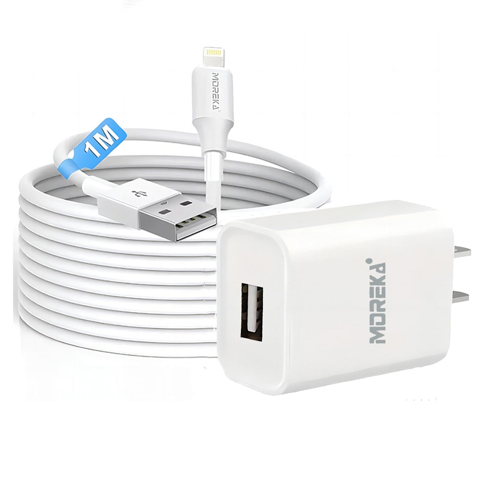 Cargador 2.1A Moreka MR2885 Ligthning 2.1A Cable tipo IP 1M