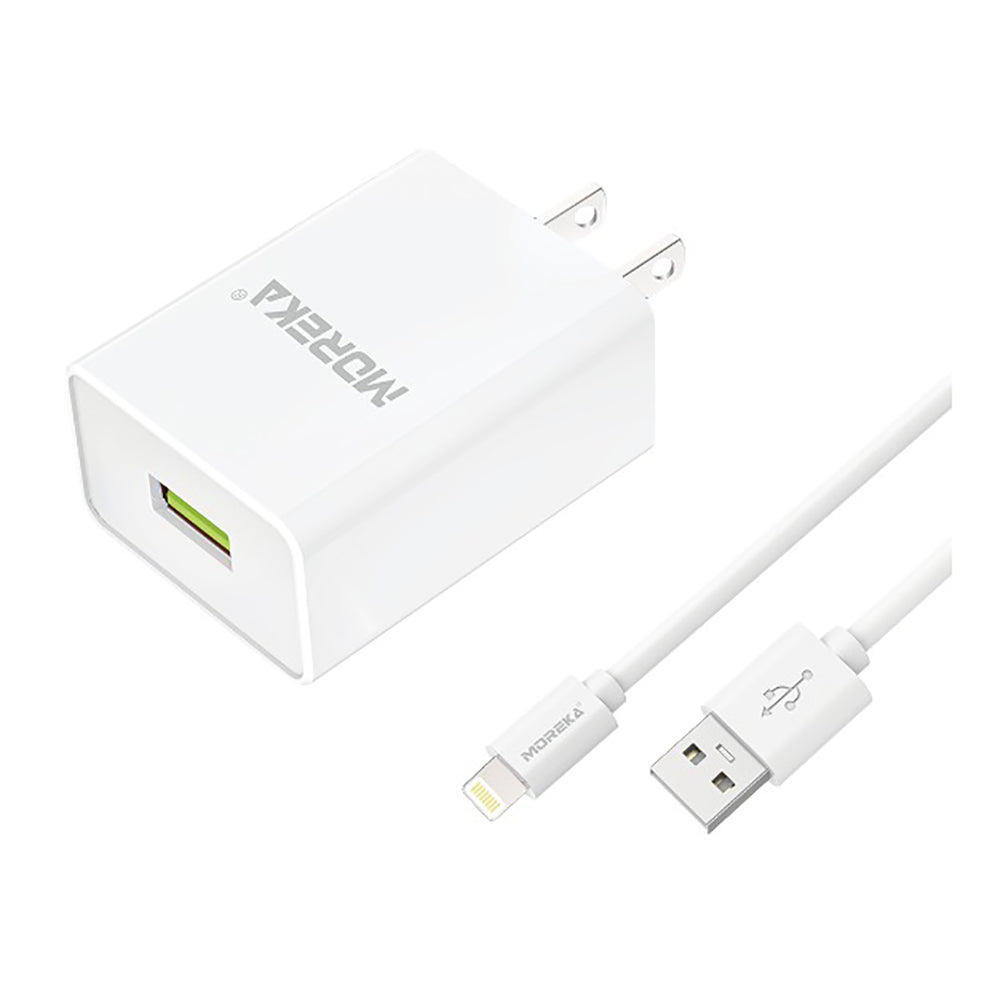 Cargador 2.1A Moreka MR2885 Ligthning 2.1A Cable tipo IP 1M - Imagen 2