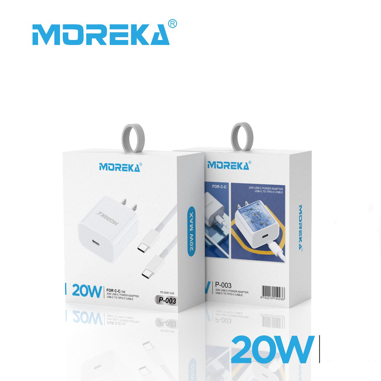 Cargador MOREKA P-003 20W, 3.1A Incluye tipo Cable C - C - Imagen 4