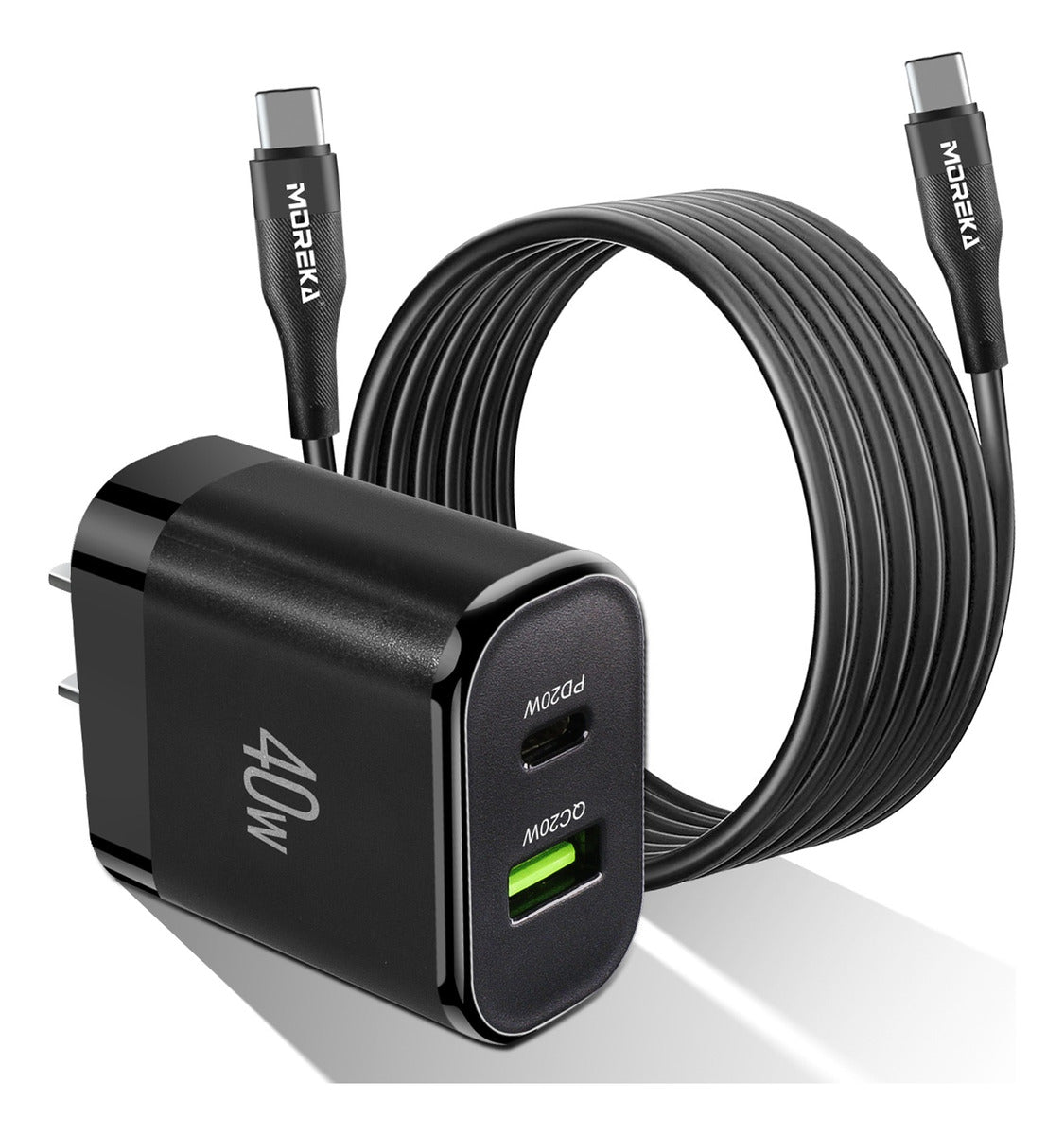 Cargador 40W Moreka AC111 2 puertos PD20W y QC 3.0 20W Cable tipo C - IP 1M - Imagen 1