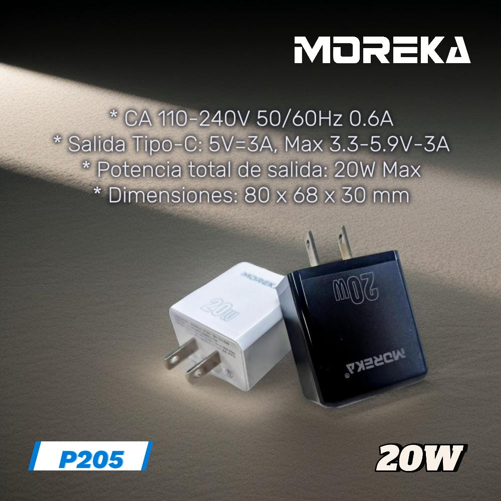 Cargador 20W Moreka P205 puerto tipo C Cubo - Imagen 3