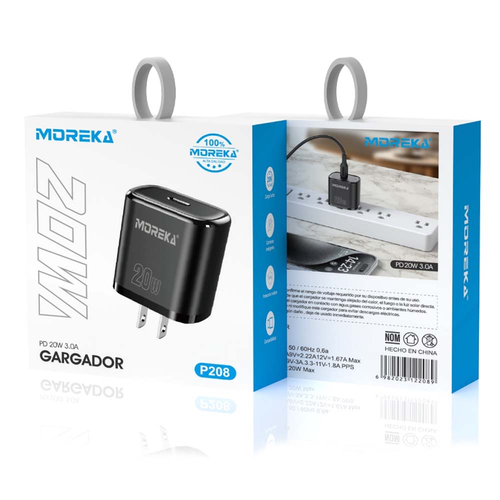 Cargador 20W Moreka P208 puerto tipo C Cubo - Imagen 3