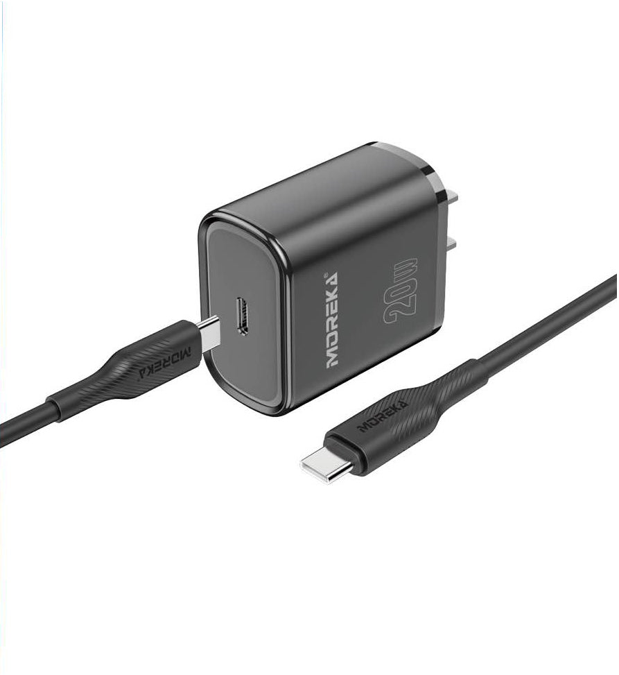 Cargador 20W Moreka P209 puerto C y cable tipo C - C - Imagen 1