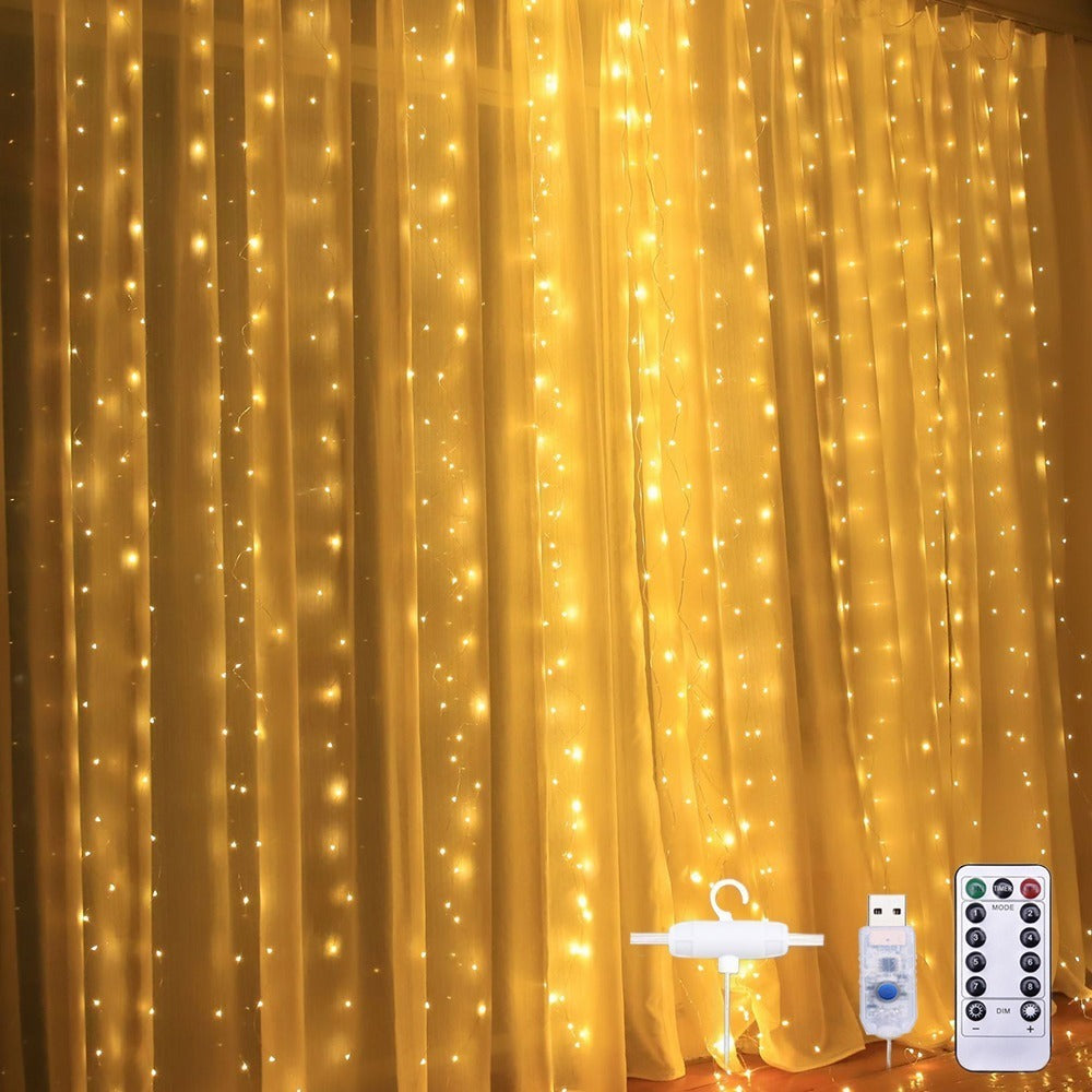 Cortina Serie Luces 300 Led Decorativas Usb 3x3m USB - Imagen 1