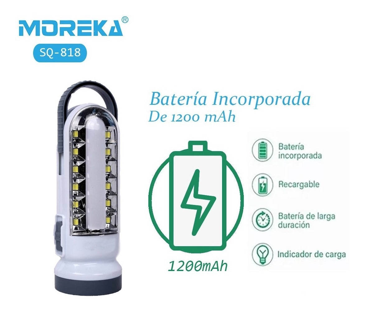 Lámpara Emergencia Moreka SQ-818, 5W, 8Hrs. 30 LEDS Recargable - Imagen 2