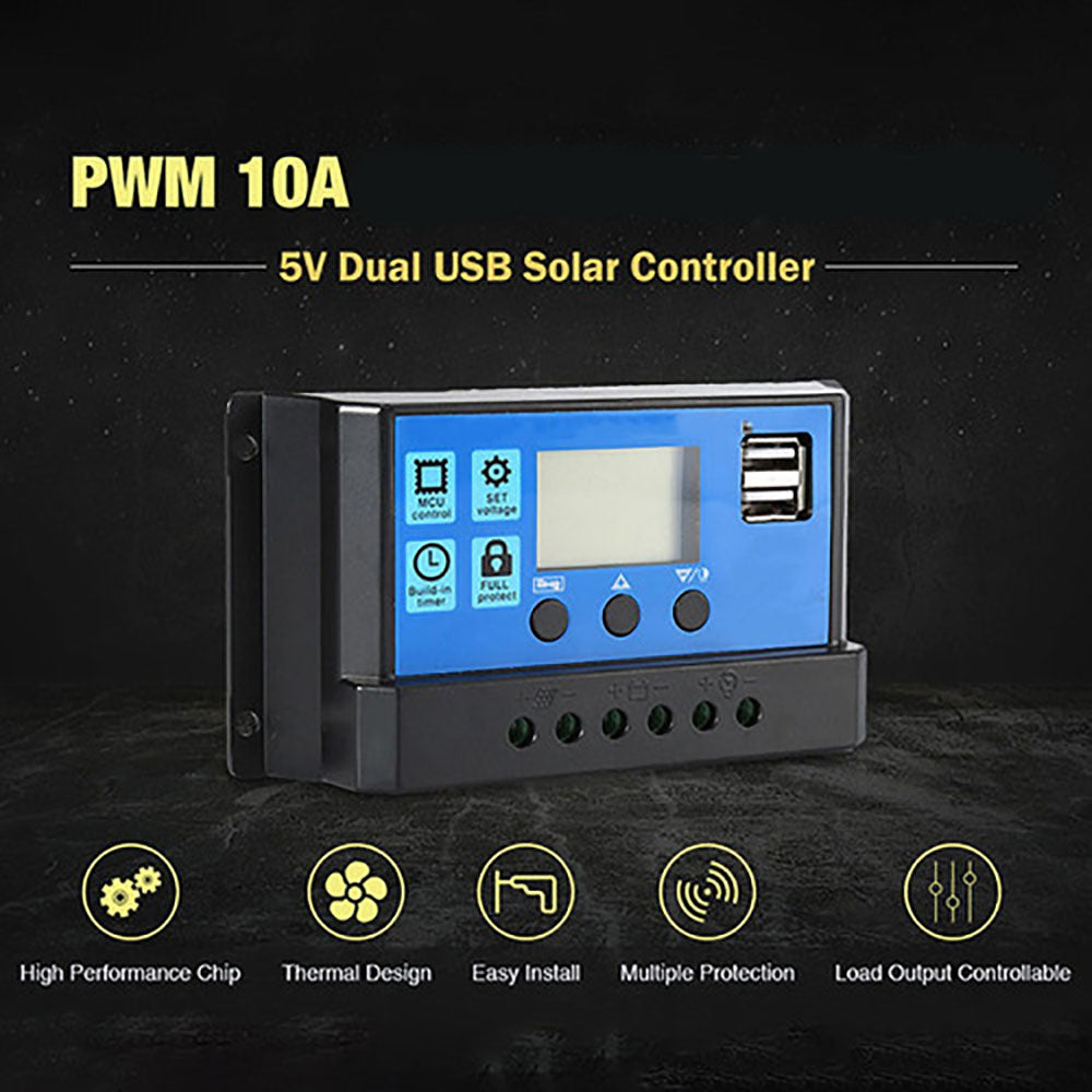 Controlador de panel Solar LCD, regulador de cargador de batería, 10A - Imagen 6