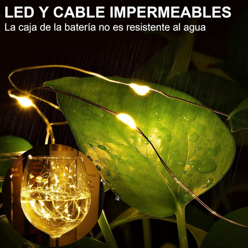 10pcs Guirnalda Luces Hadas 20 Leds 2mts Decorativas Navidad incluye Pilas - Imagen 4