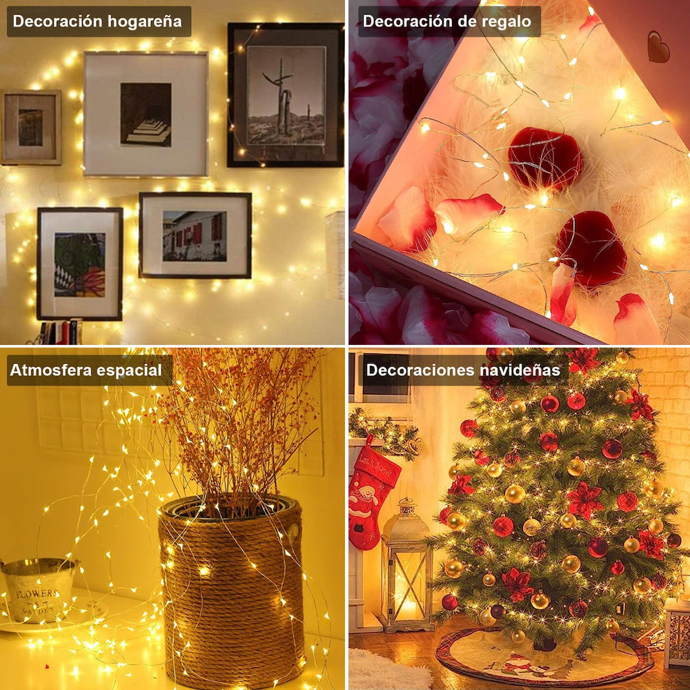 10pcs Guirnalda Luces Hadas 20 Leds 2mts Decorativas Navidad incluye Pilas - Imagen 7