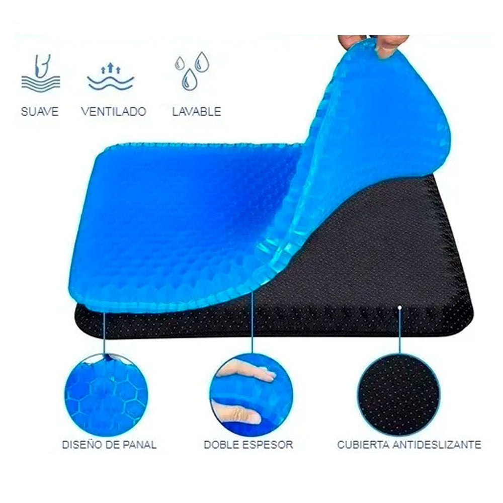 Cojin Gel Silicon Ergonomico Panal Comodo Asiento Auto Silla - Imagen 1