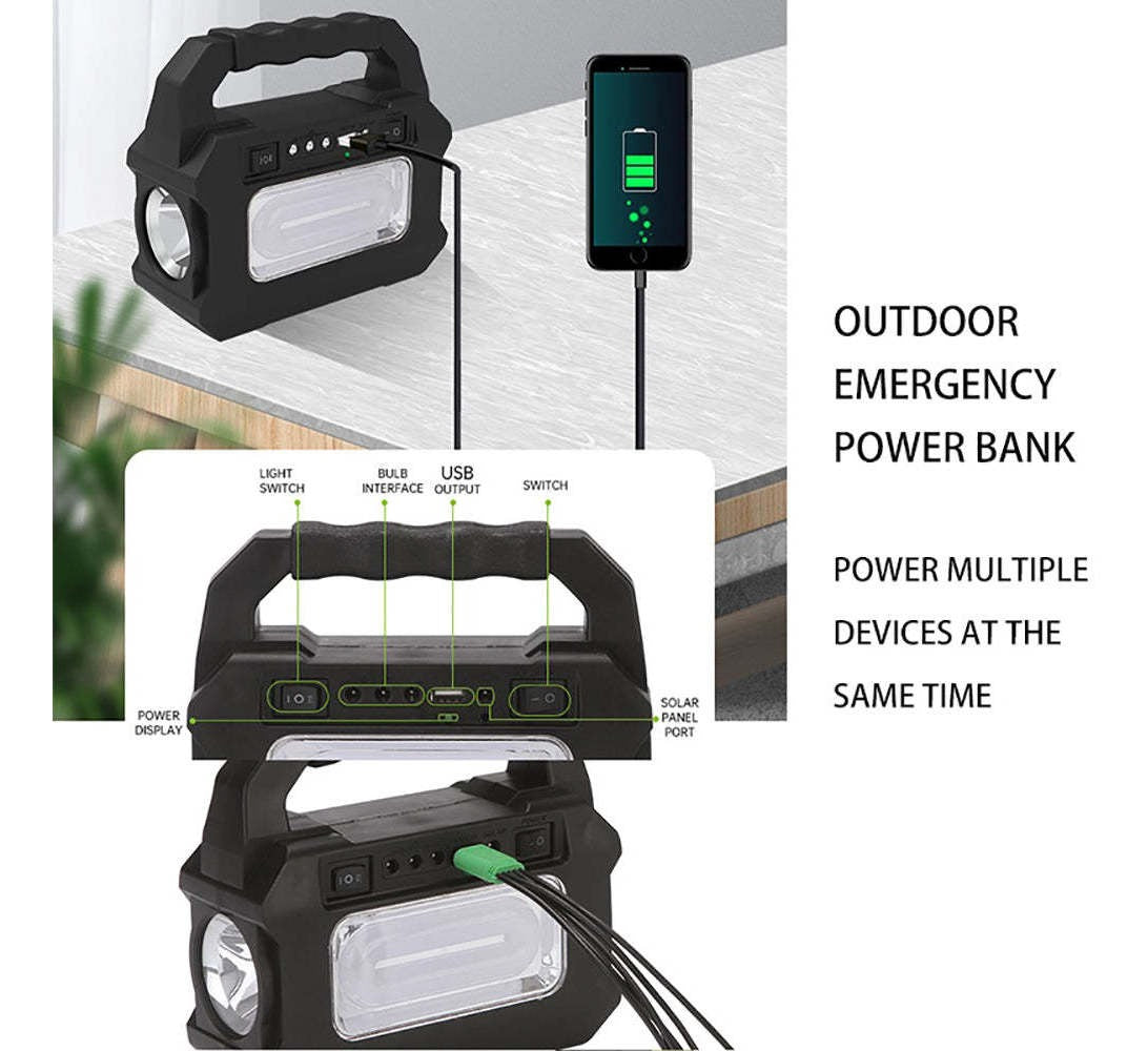 Mini Sistema Solar 3 Focos Linterna Power Bank MOR-8080 - Imagen 4