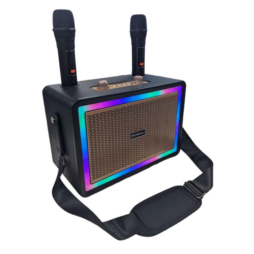 Karaoke Bluetooth FM dual microfonos 30W 3600 mAh RGB Moreka+ A15 - Imagen 5